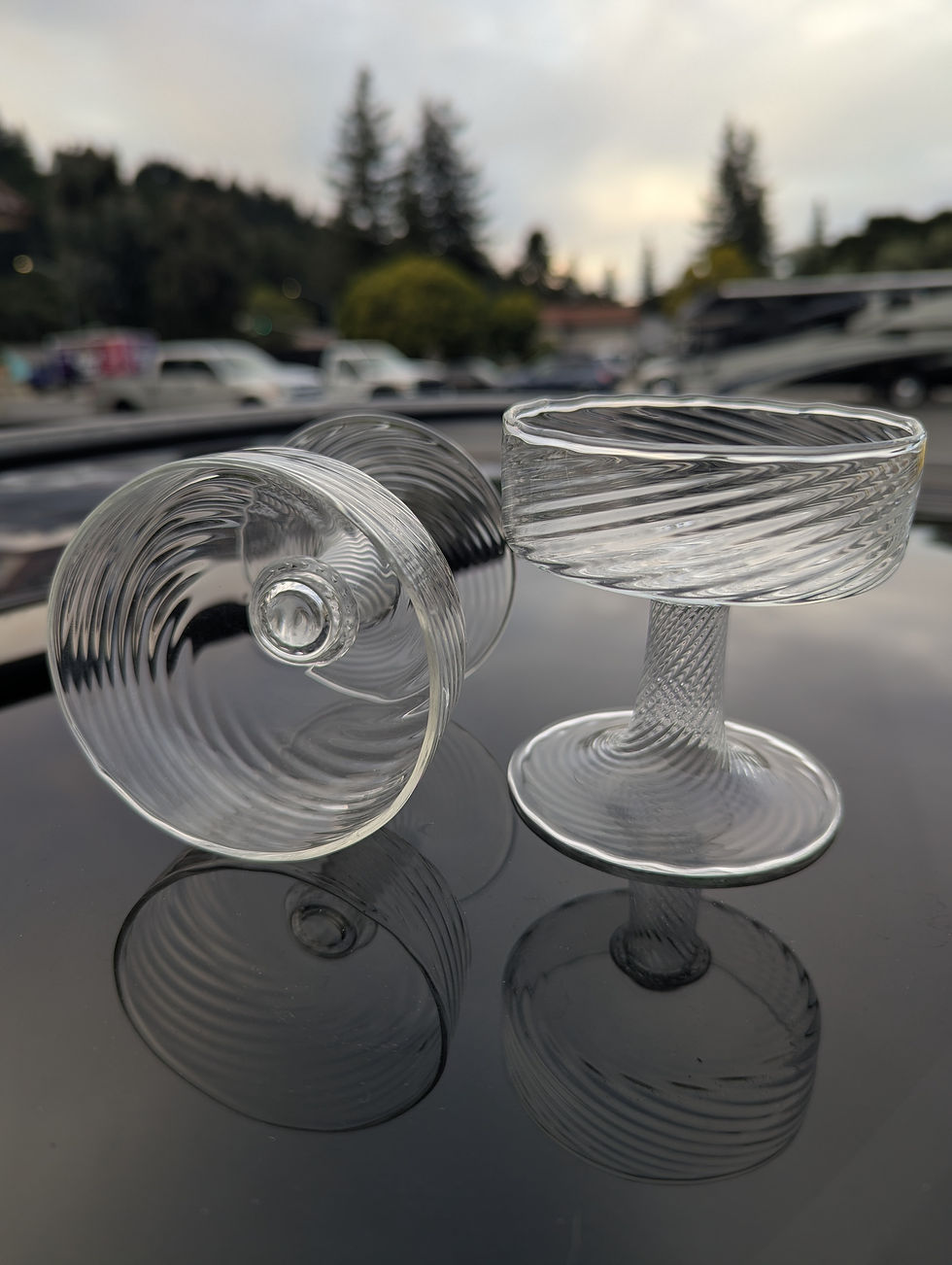 Thumbnail: Pair of Clear Dessert Dishes
