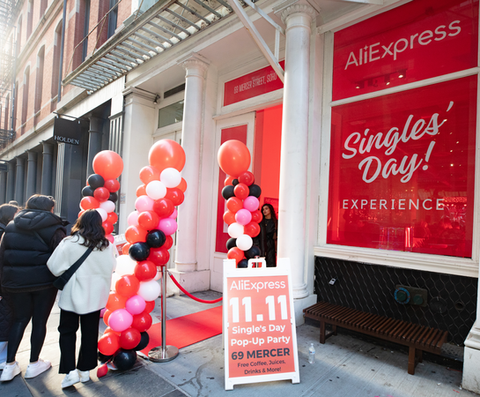 Fans enter the AliExpress Singles Day Pop-Up in Soho