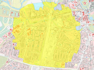 Karte von Celle mit gelber Markierung des Evakuierungsgebiets.