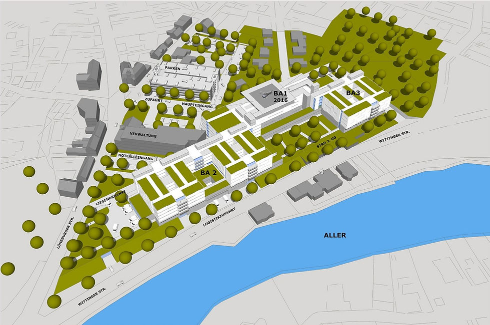 Skizze der Umgestaltung des Krankenhauses in Celle.