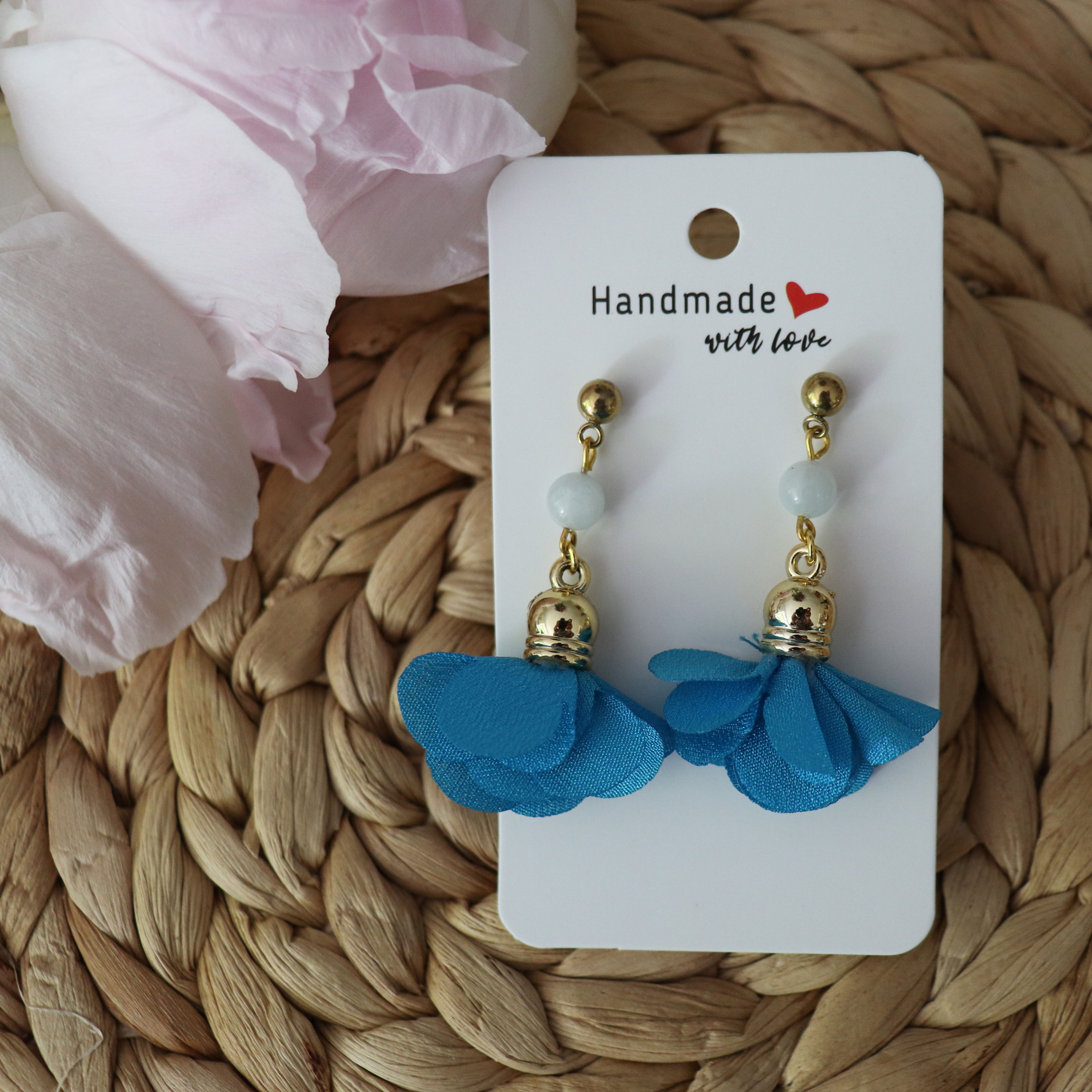 Boucles d'oreille Pompon bleu - Aigue marine