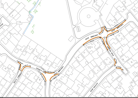 Double Yellow Lines in Hayster Drive & Harcombe Road