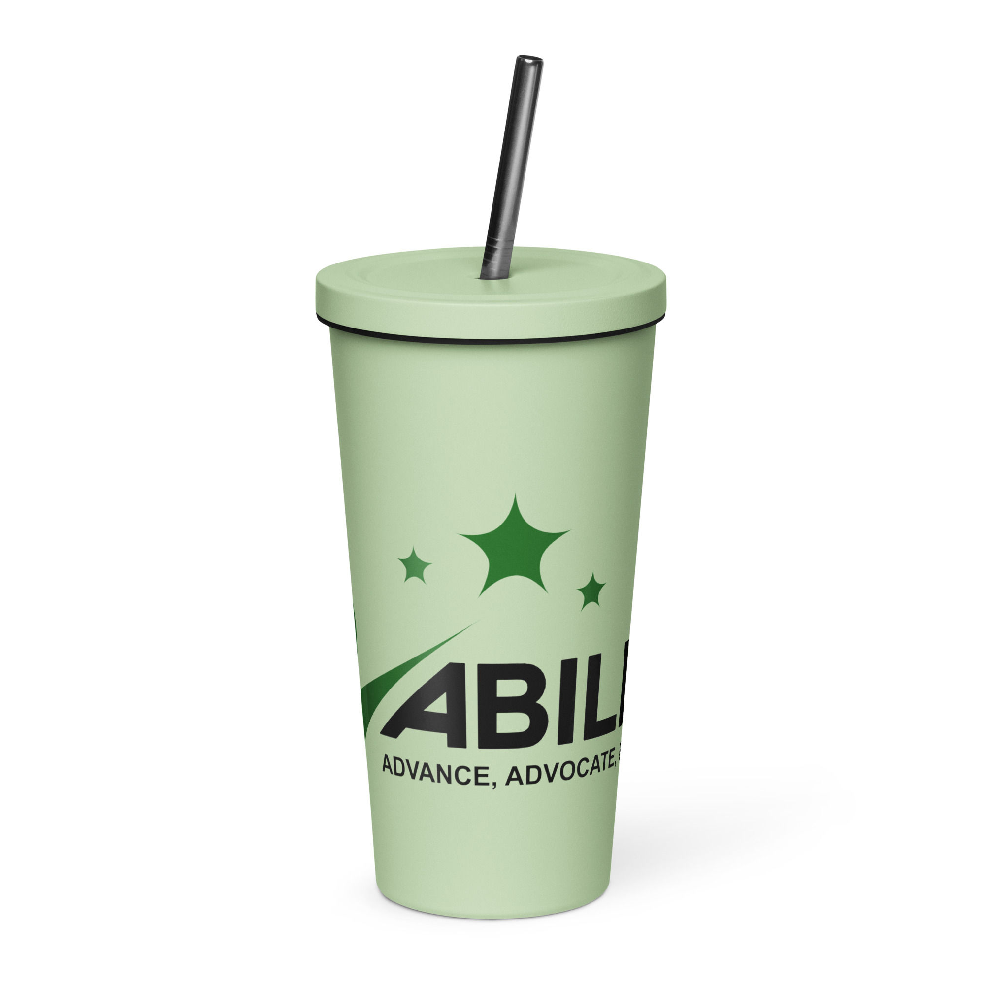 Insulated tumbler with a straw