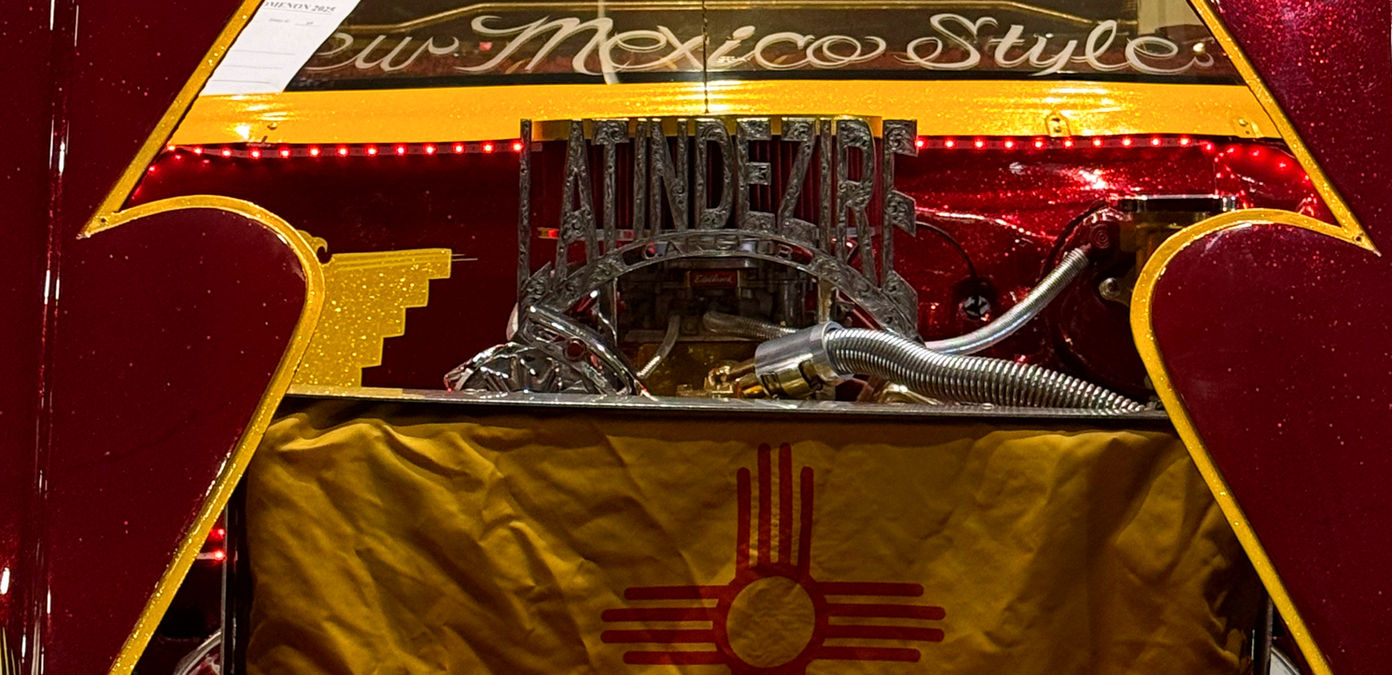 New Mexico Inspired Car, 505, red and gold paint, Zia Symbol, New Mexico Styles