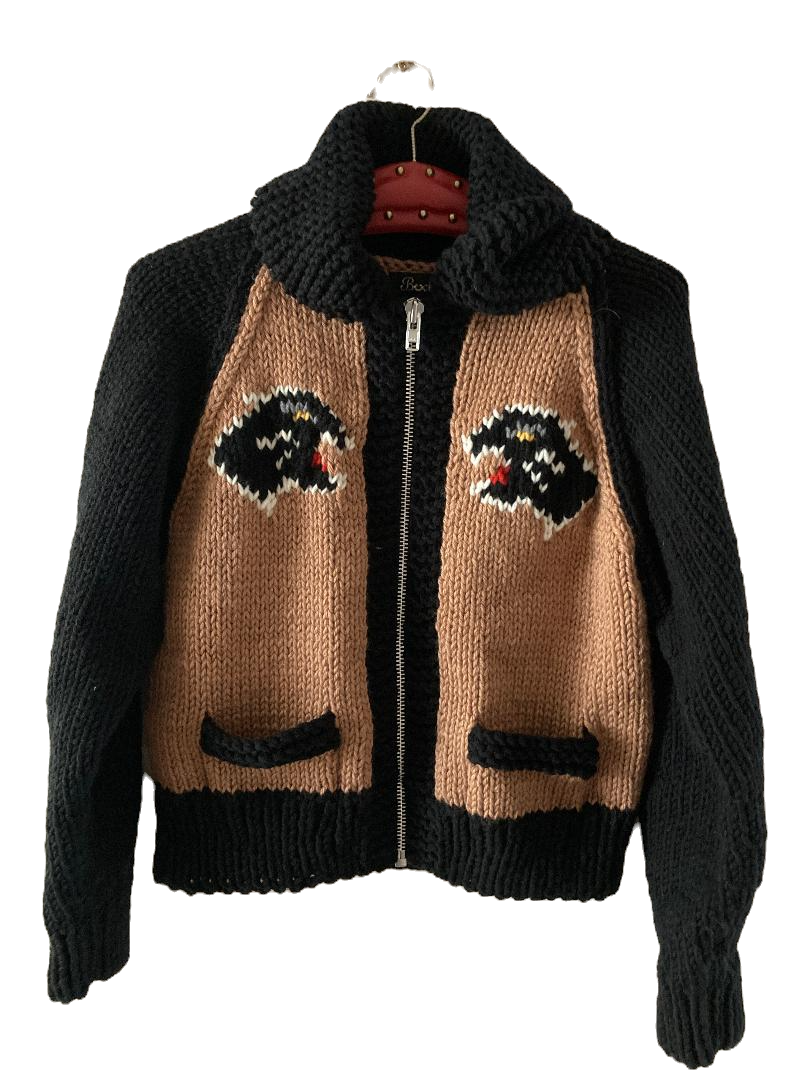 Thumbnail: Panther Chunky Hand Knit Black/Camel Cardigan