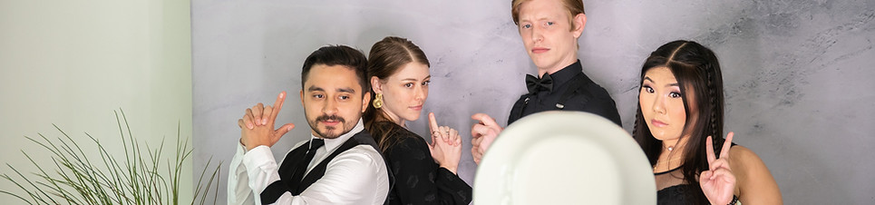 A corporate event featuring a group of people posing in front of Glow 360 Photo Booth in DFW area.