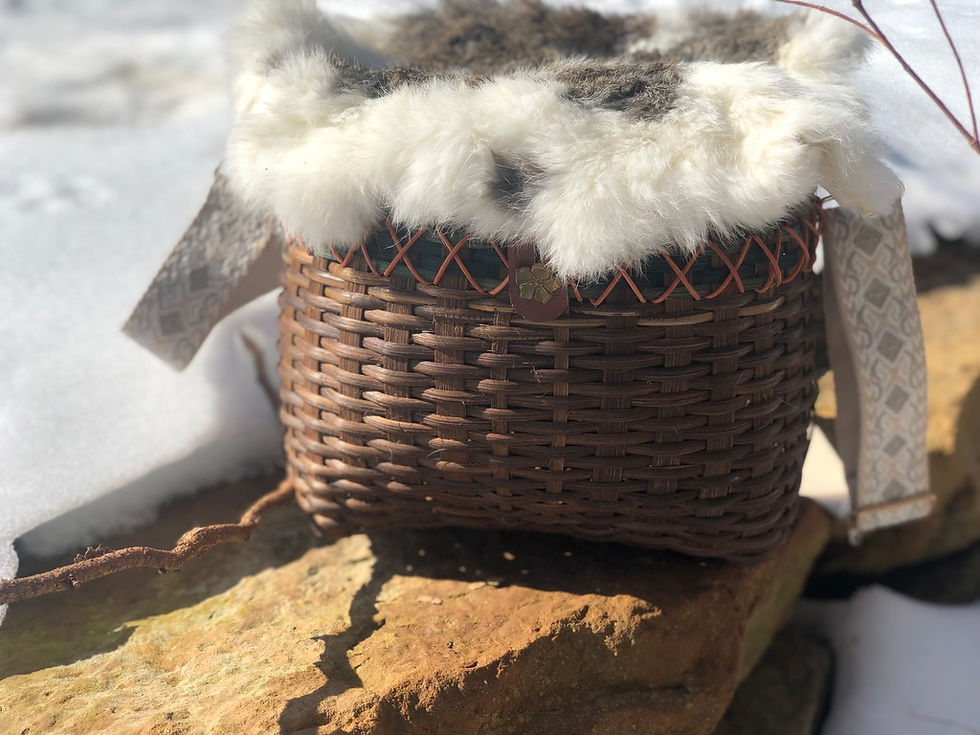 Thumbnail: Dogwood Rabbit Fur Purse Basket