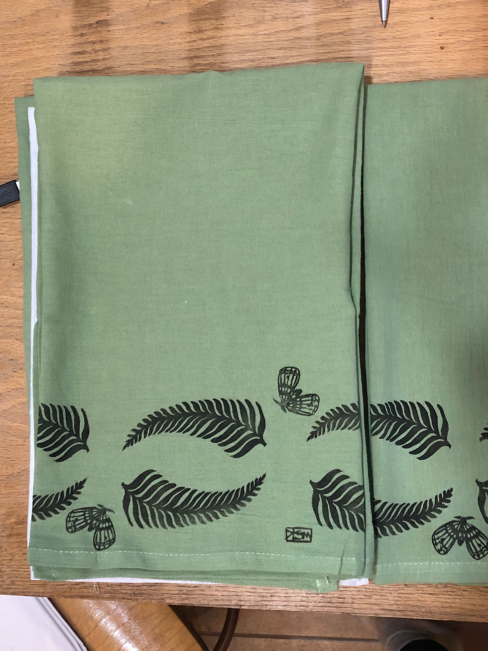 Moth and Ferns Border Tea Towel