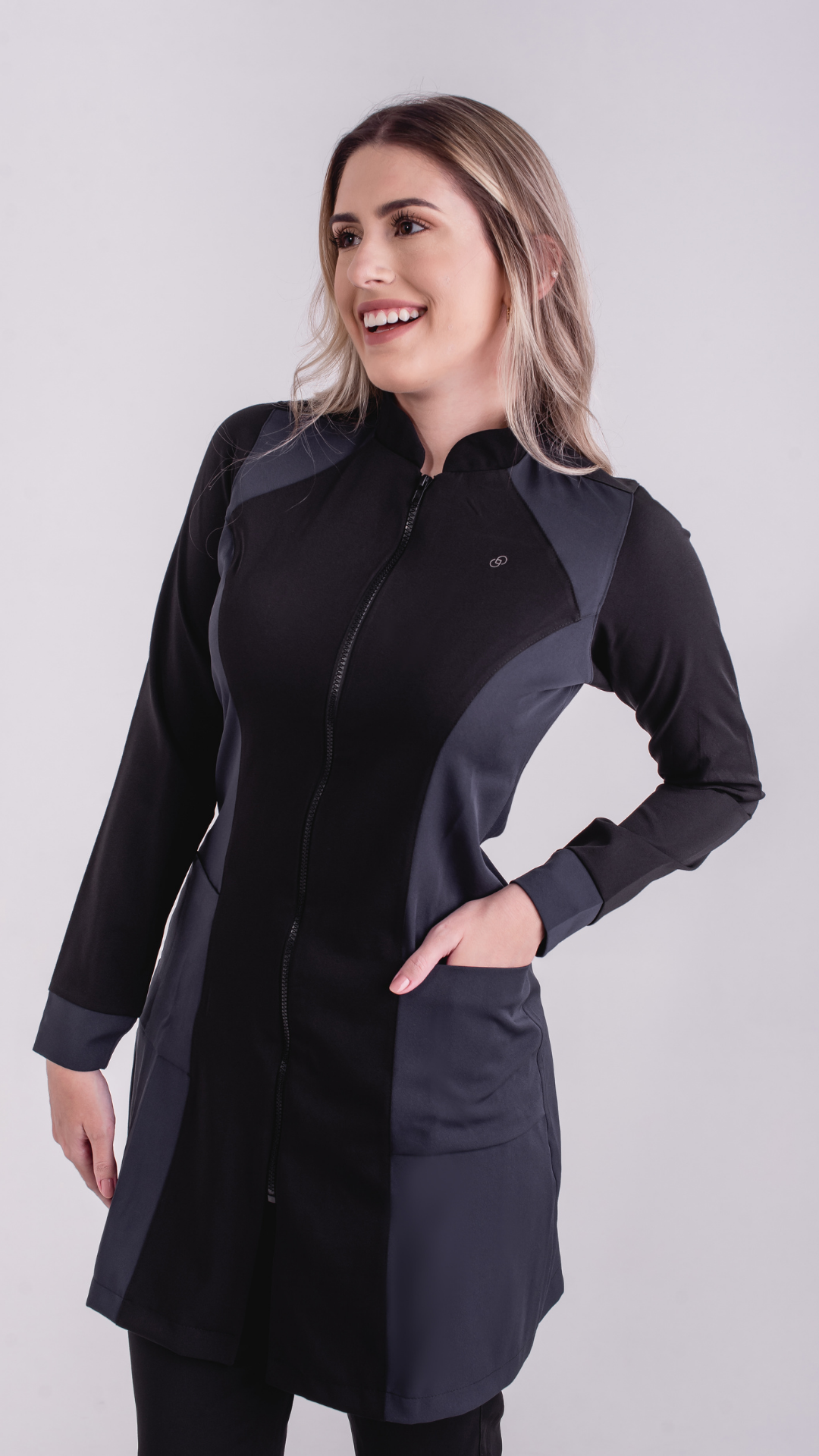 Jaleco Sintonia Preto com Chumbo Feminino