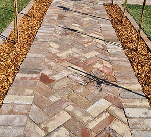 Recycled brick paving and edging