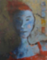 FEM Blue 14X18 Acrylic and charcoal on c