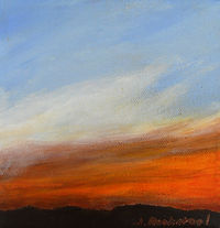 SKY Smokey Sunset 6X6 Acrylic on canvas.