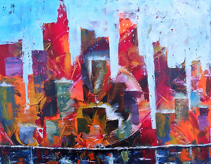 LND Cityscape Circle 22X28 Acrylic on ca