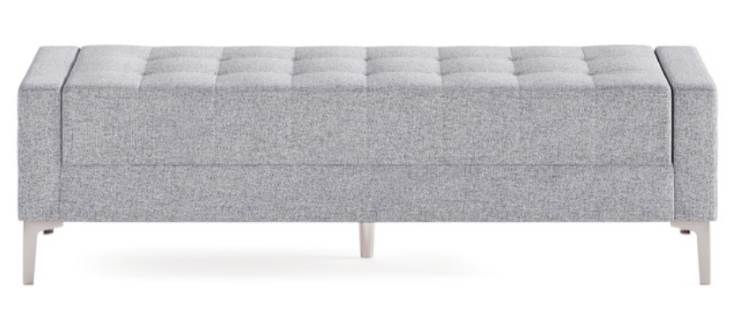 Thumbnail: Gray tufted bench with silver legs