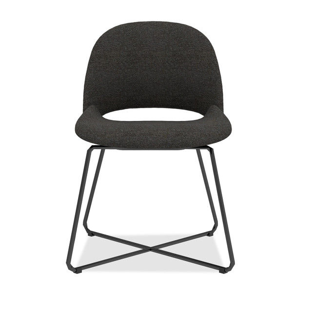 Guest chair with black fabric and black frame