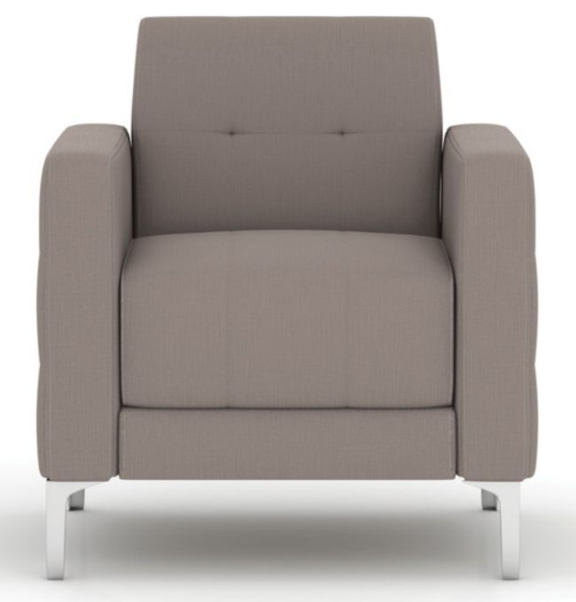 Thumbnail: Taupe club chair with silver legs Front view