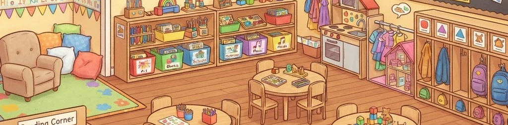 create a cartoon preschool classroom ima