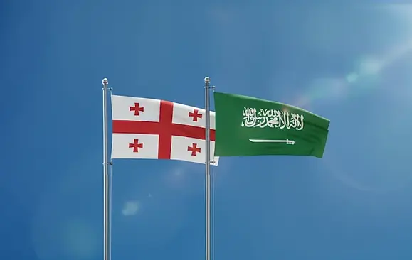Saudi E-Tourist Visa for Georgia citizens – Georgia and Saudi Arabia flags representing online Saudi visa eligibility for Georgians