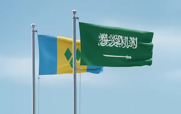 Saudi E-Tourist Visa for Saint Vincent and the Grenadines citizens – Saint Vincent and the Grenadines and Saudi Arabia flags representing online Saudi visa eligibility for Vincentians