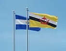 El Salvador and Brunei flags side by side under a clear blue sky, El Salvador e-Tourist visa for Brunei citizens.