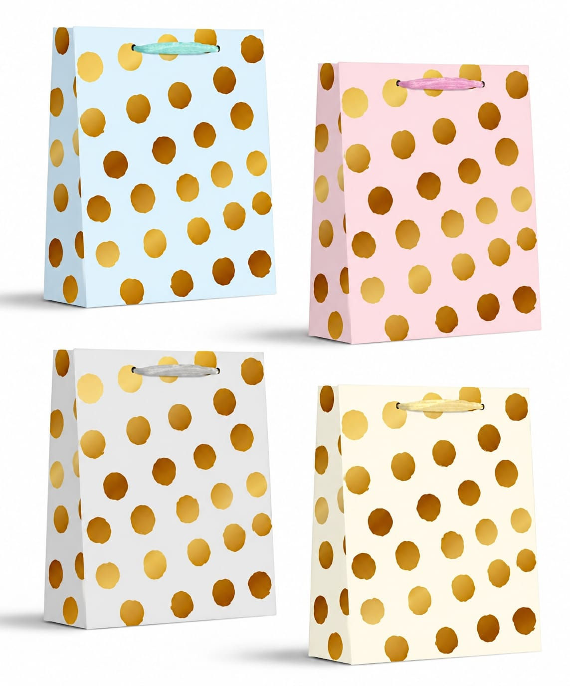 4 x Luxe papieren cadeautassen - Stevig & Herbruikbaar - Verschillende Kleuren