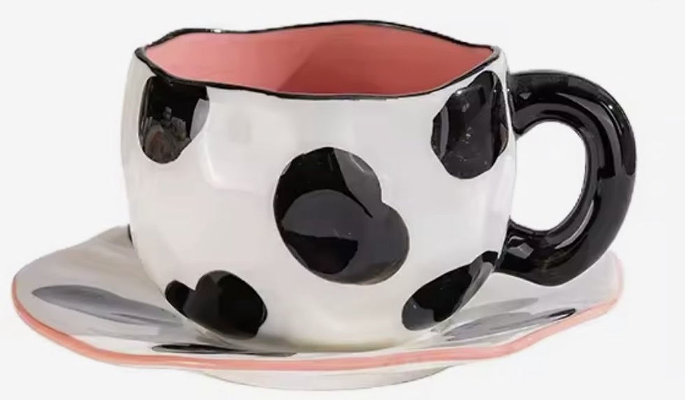 Thumbnail: Exclusieve Handgemaakte Keramiek Kop-en-Schotel Set