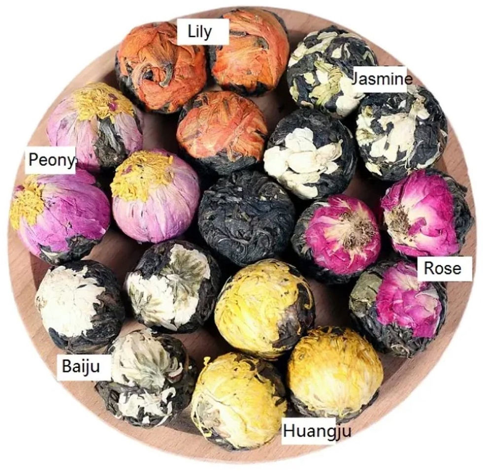 Thumbnail: Luxe Bloeiende Thee Cadeauset - 18 Handgebonden Theebolletjes - 6 Variëteiten