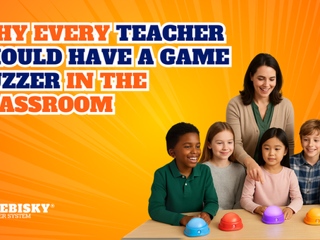 Students with game buzzers in front of them,