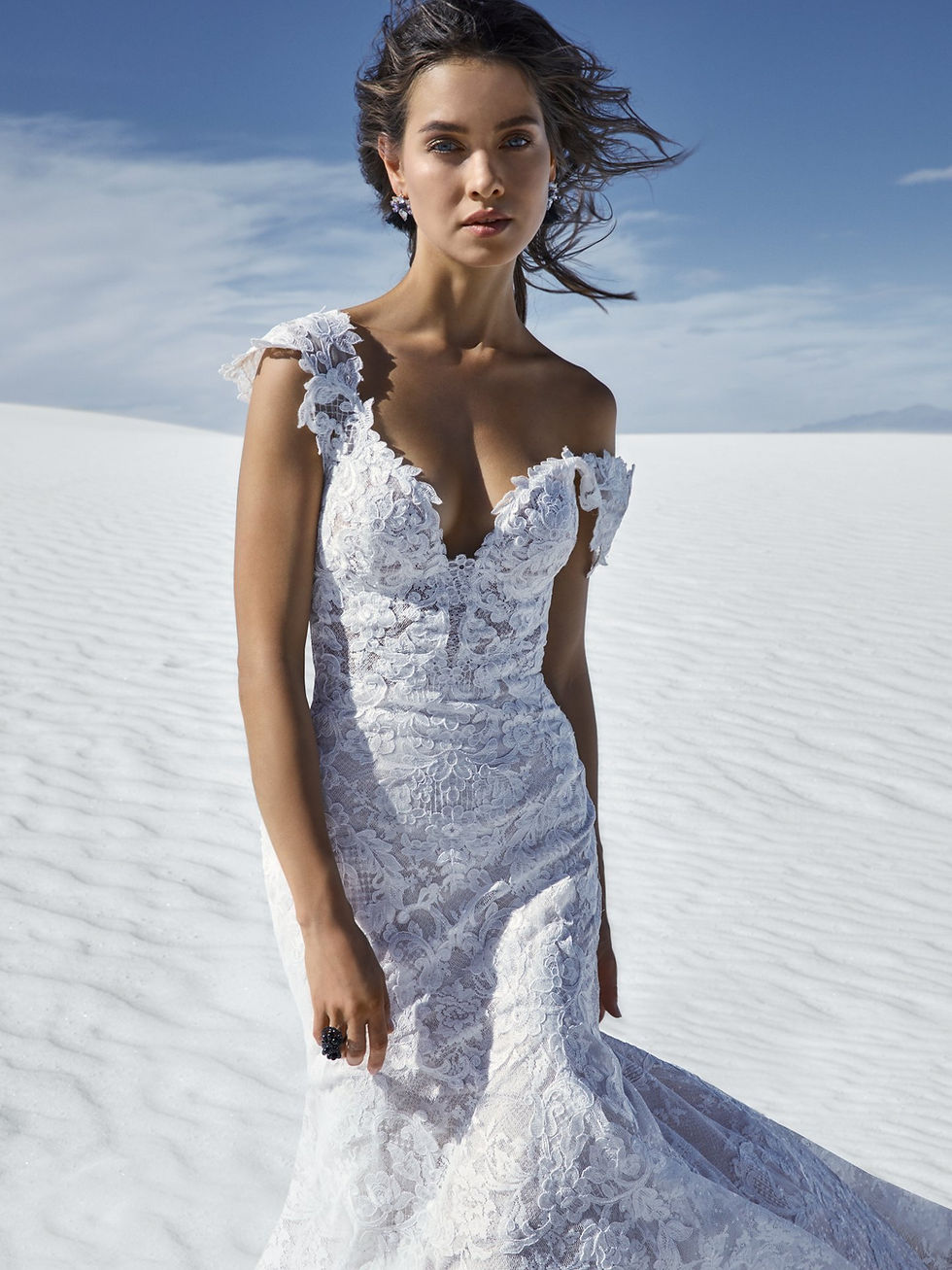 Thumbnail: Maggie Sottero Chauncey Size 14 Sultry lace cap sleeve wedding dress 9SC035 NWT