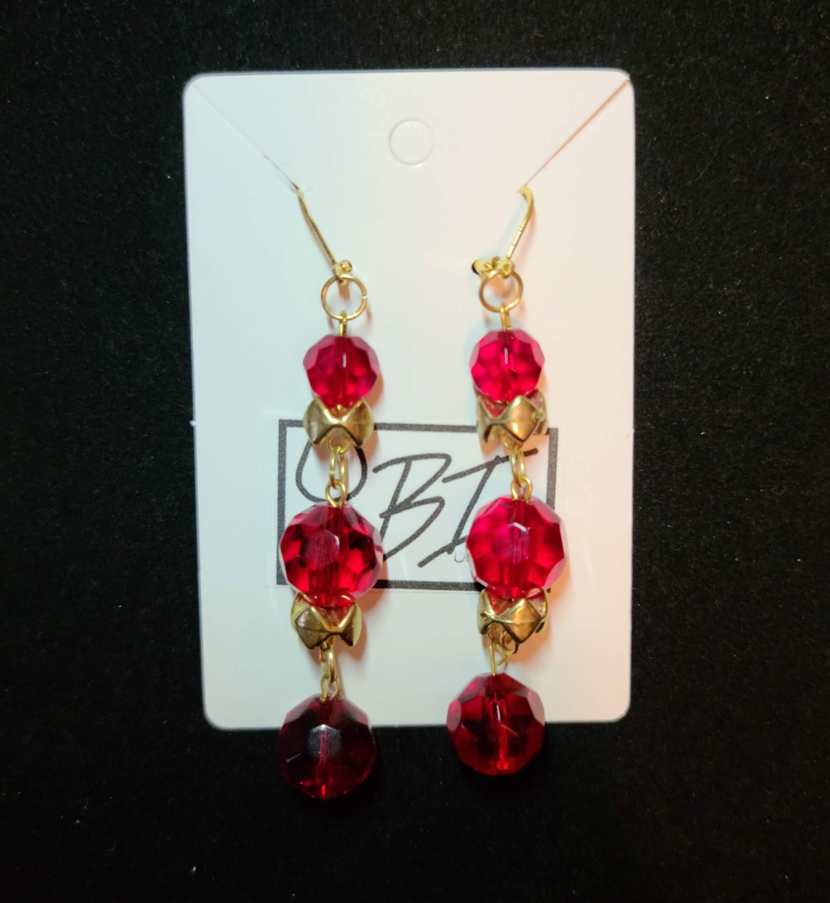 Red and Gold drop earrings
