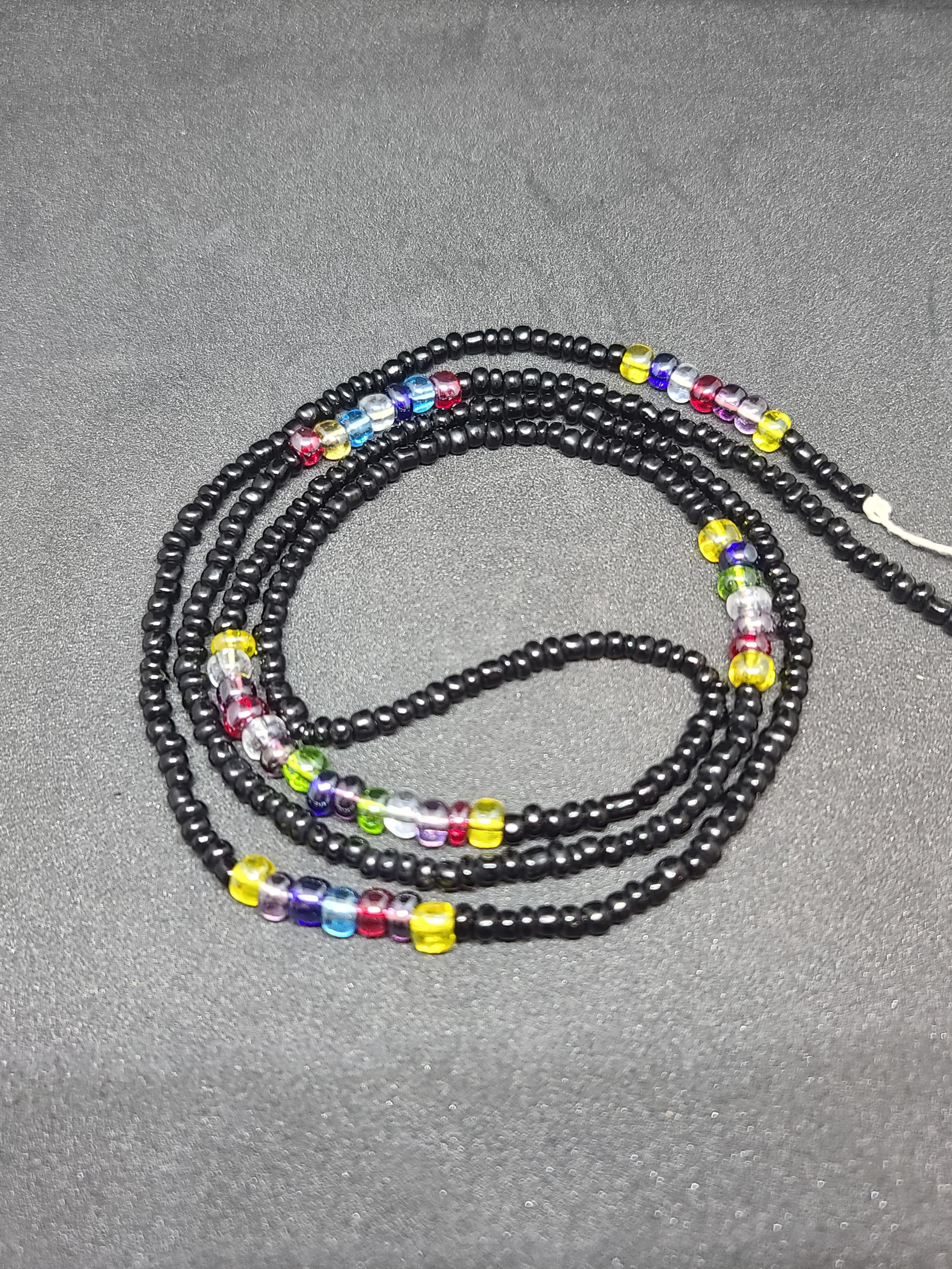 Waist Beads - Black with a splash of color