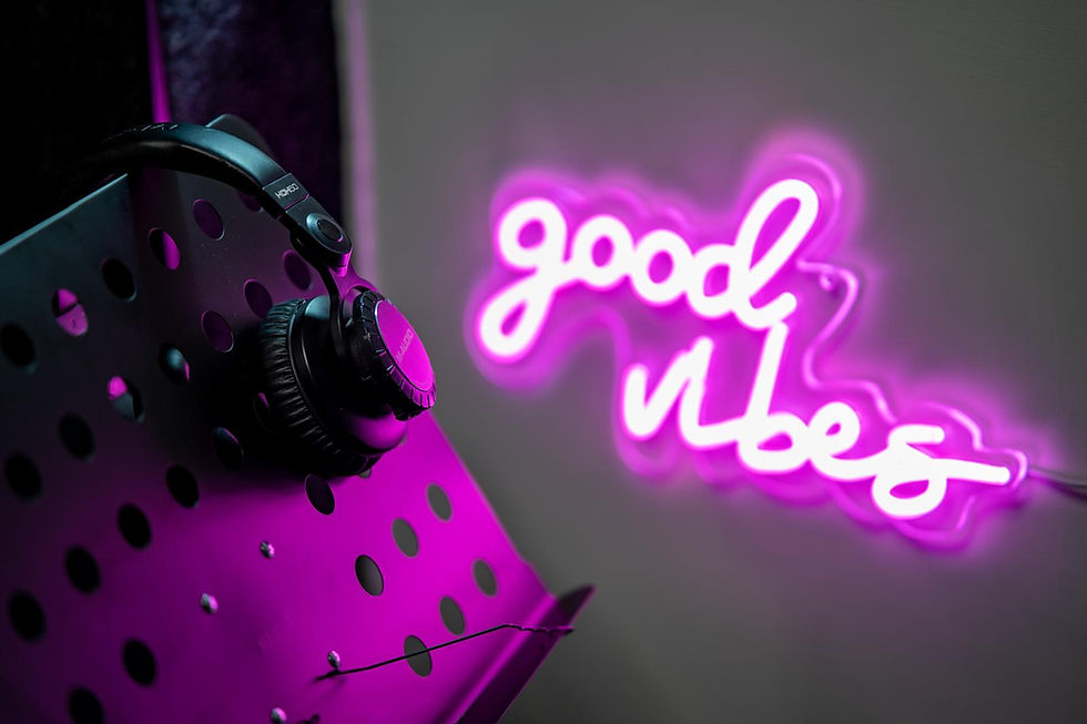Good Vibes Neon Sign at Fresh Music Aberdeen's Studio