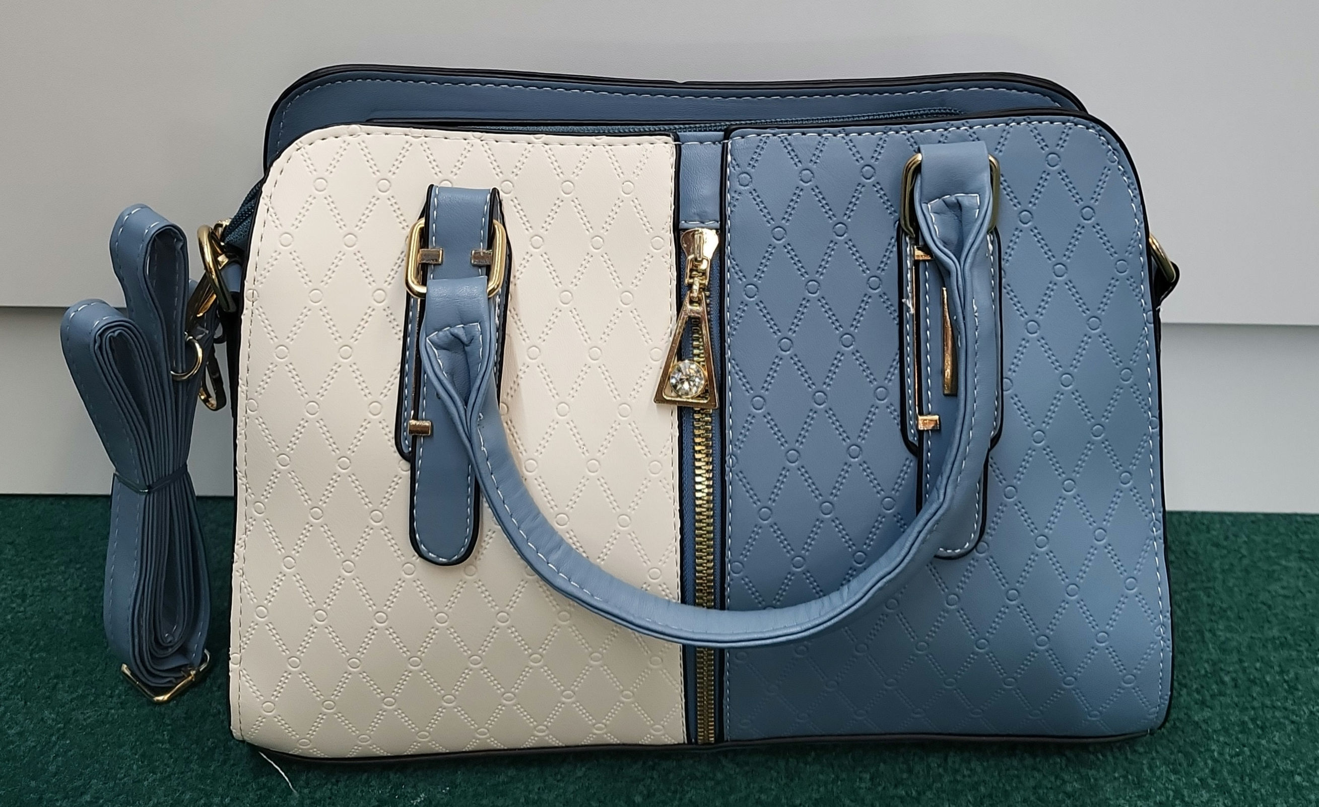 White/Blue Block Purse 