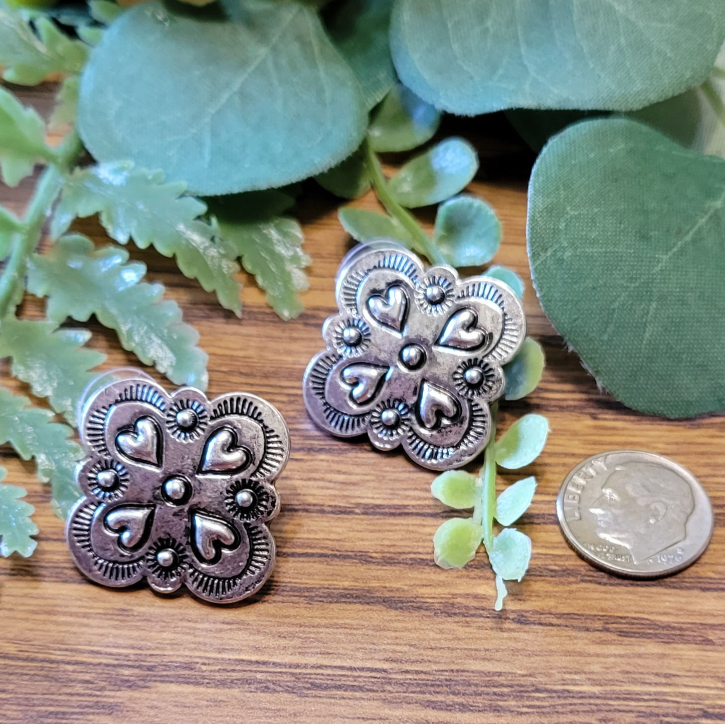 Silver with Heart Earring