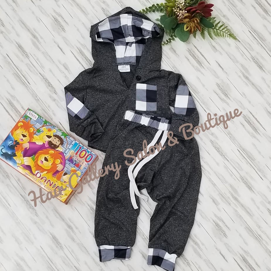 Thumbnail: Boys Buffalo Plaid Lounge Set