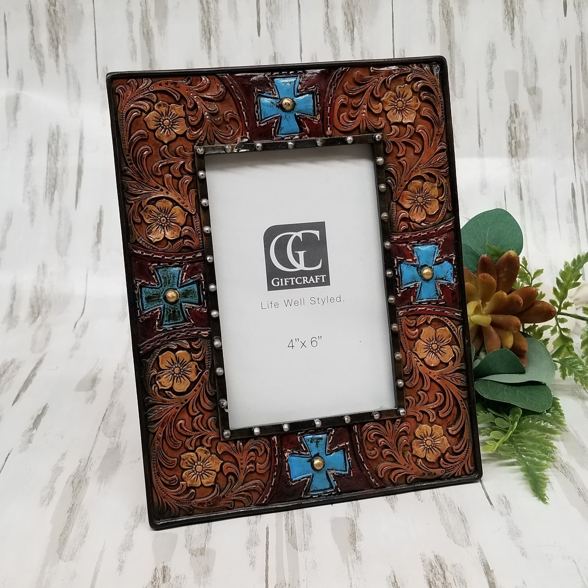 Tooled Leather Look Frame