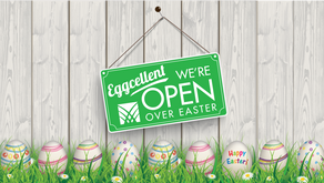 Eggsellent we're open over Easter