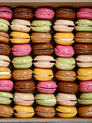 Assorted French macarons in pastel colours, Le Petit Croissant patisserie Singapore