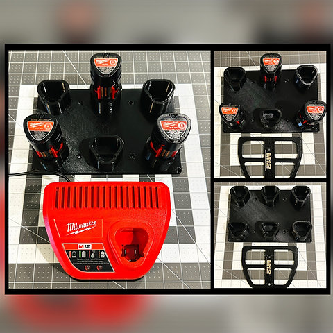 Wall Mount Bundle for Milwaukee M12 Charger and Batteries