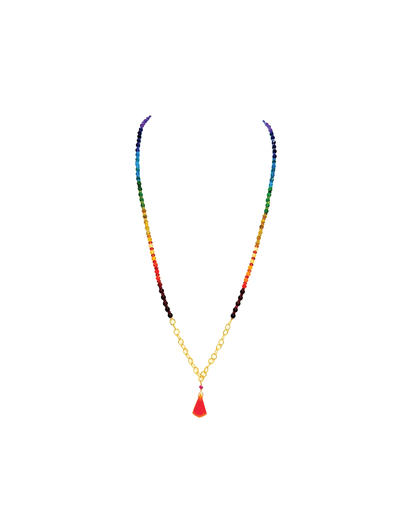 Rainbow with Carved CarnelIan Necklace