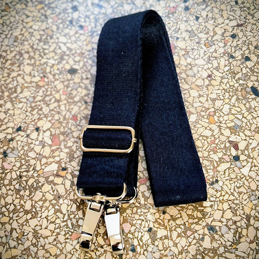 Miniatura: Barevné bavlněné popruhy ke kabelce s kovovými karabinami, nastavitelné a vyměnitelné, doplněk k ručně vyráběným kabelkám