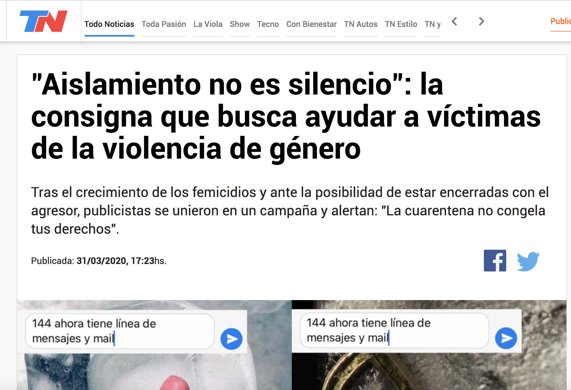 TN #AislamientoNoEsSilencio