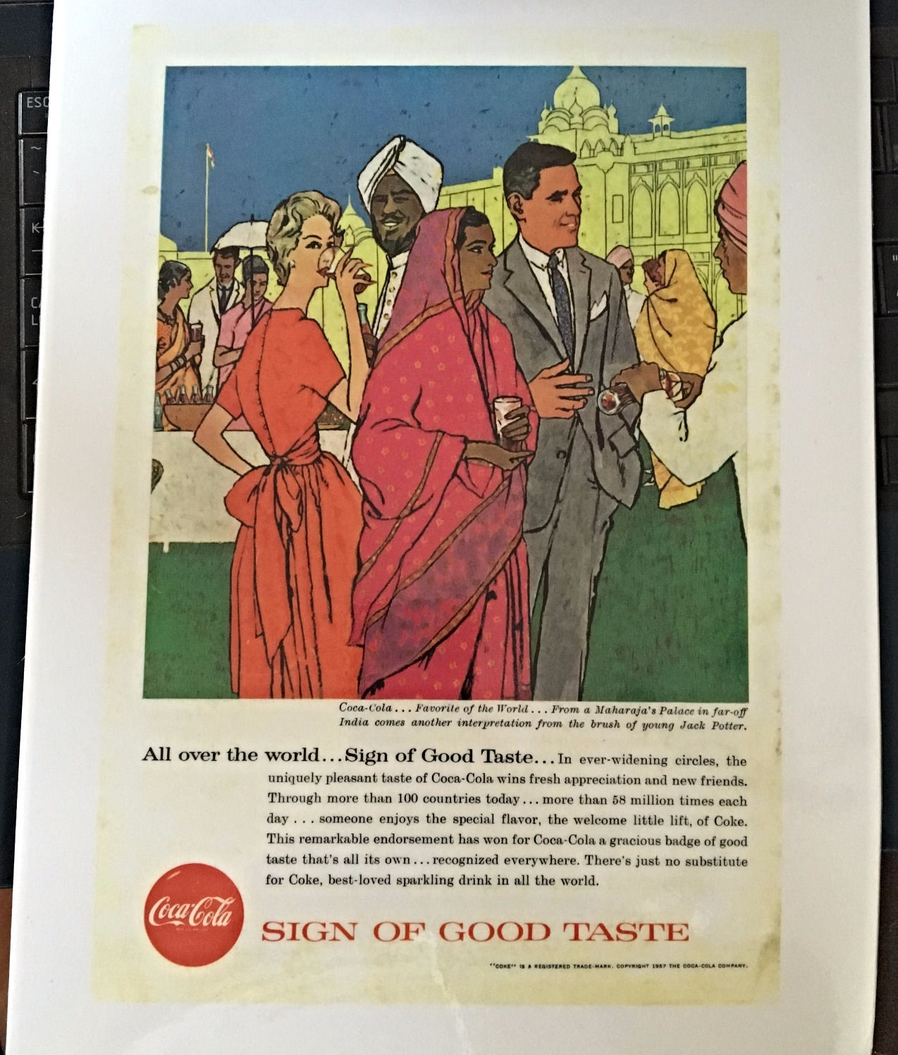 1957 Coca Cola Ad, Laminated, Very Nice 4 Framing
