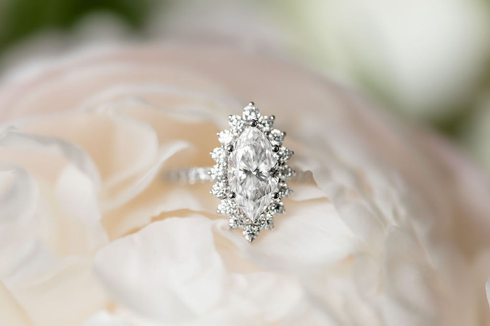 bridal engagement ring silver marquise 