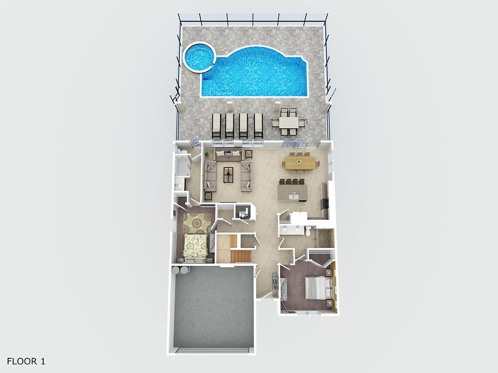A 3D floor plan of a vacant property has been created to help potential buyers or renters visualize the space.