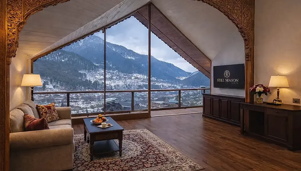 Comfortable stay at Top Hotels in Pahalgam for Large Families overlooking Lidder Valley