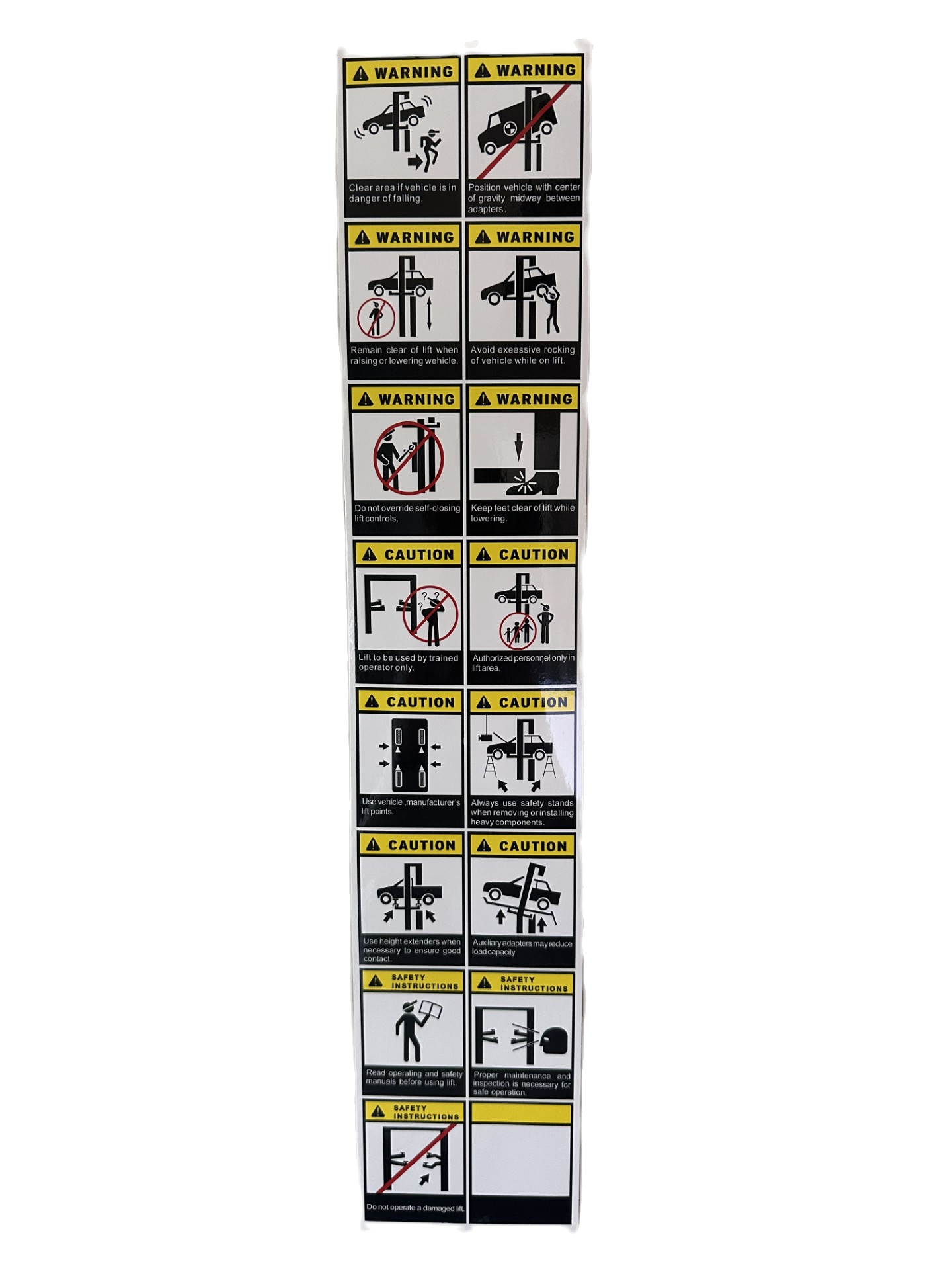 Vehicle Lift Safety Warning Sticker