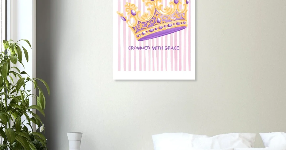 Crowned With Grace Art Print – Regal Gold & Purple and Blue Tiara