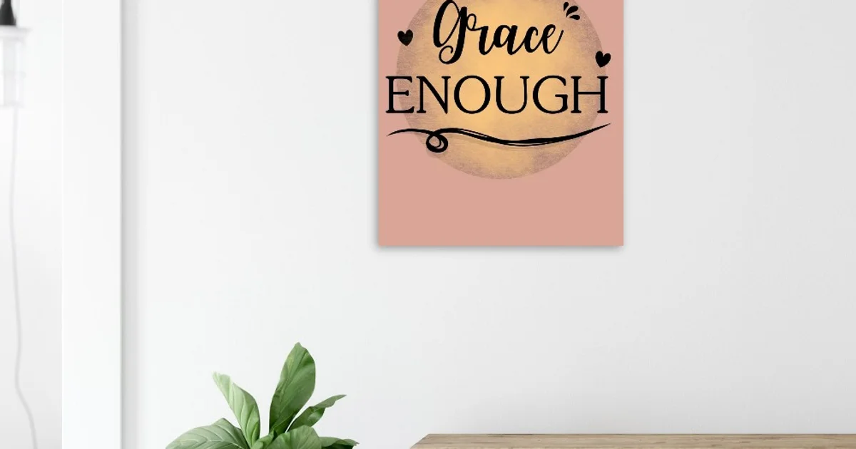 Grace Enough Inspirational Art – Dusty Rose Typographic Sun Poster