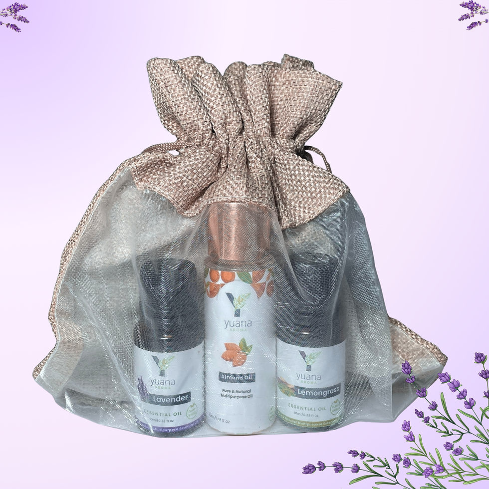 Thumbnail: Aura Gift Pack: Lavender Essential Oil, Lemongrass Essential Oil and Almond Oil